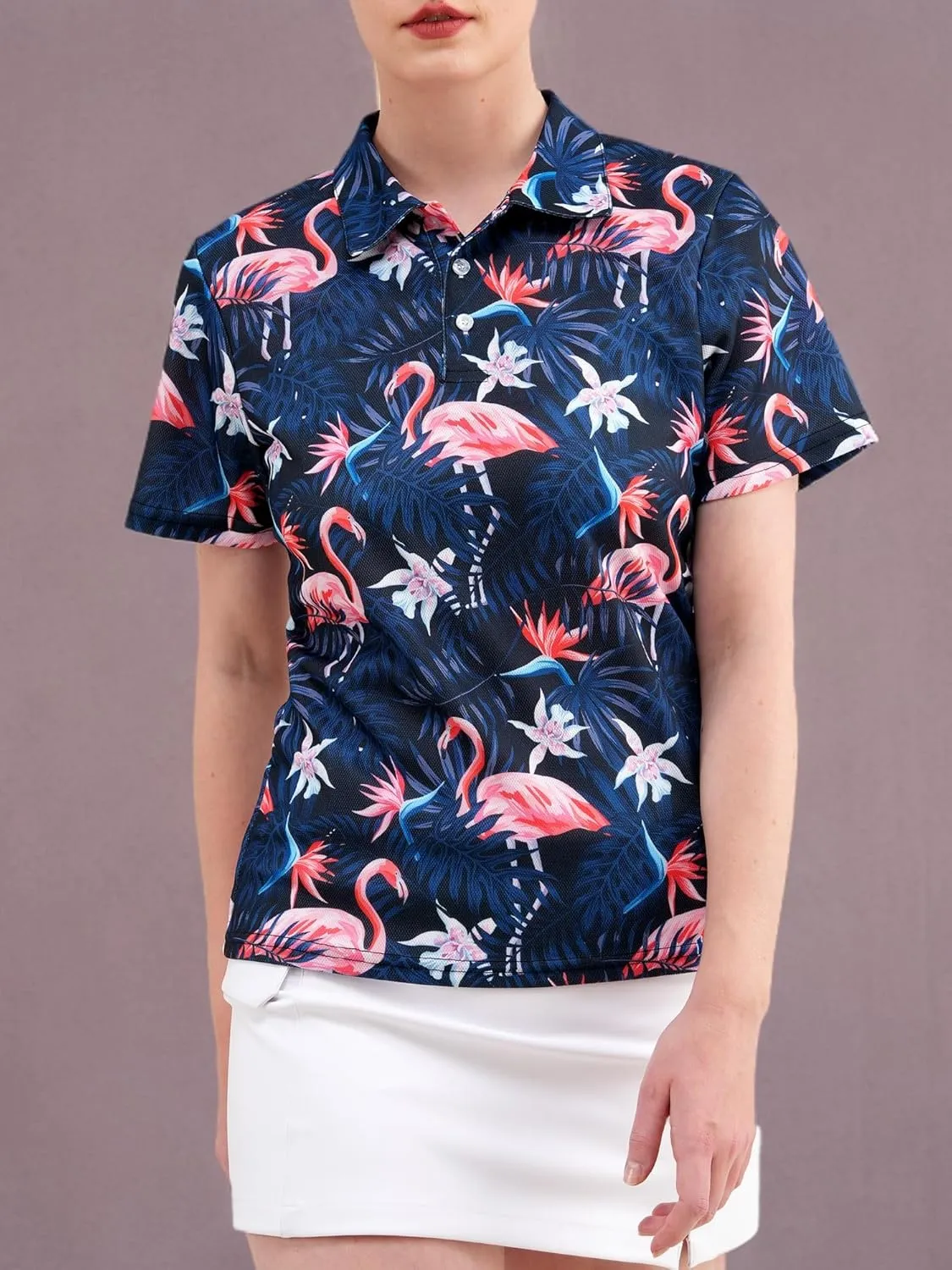 HIVICHI Womens Golf Shirt Hawaiian Funny Crazy Polo Shirts for Women