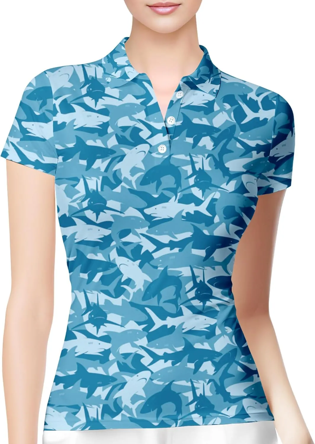 HIVICHI Womens Golf Shirt Hawaiian Funny Crazy Polo Shirts for Women