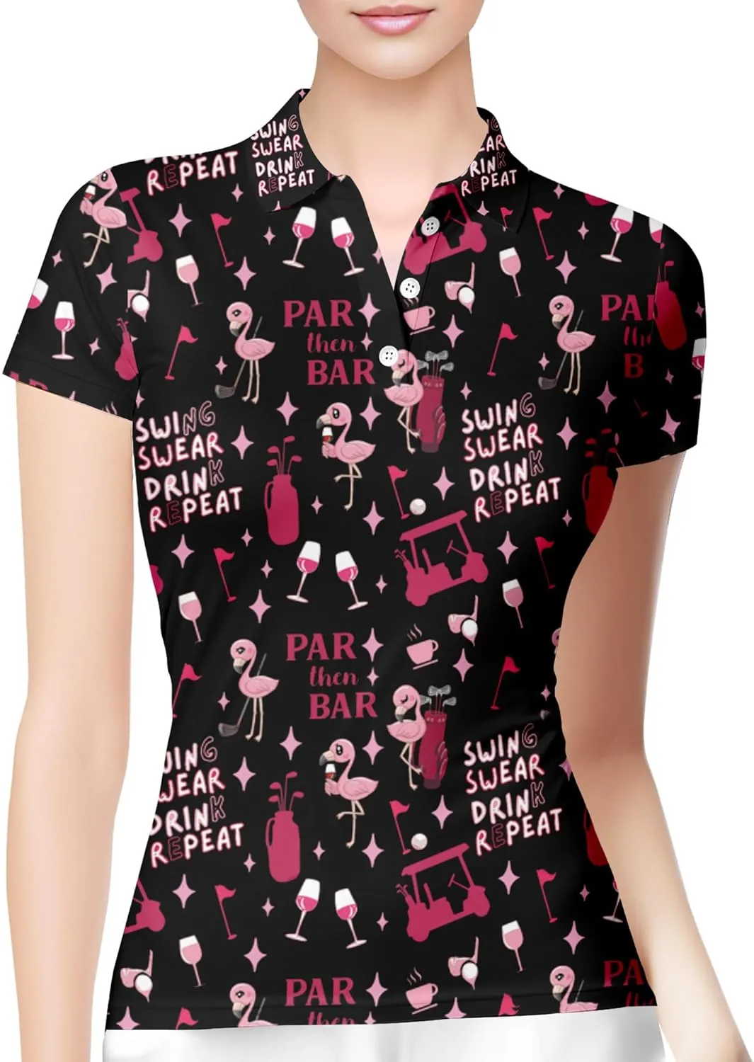 HIVICHI Womens Golf Shirt Hawaiian Funny Crazy Polo Shirts for Women