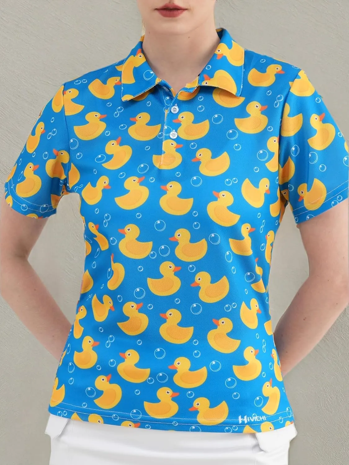 HIVICHI Womens Golf Shirt Hawaiian Funny Crazy Polo Shirts for Women