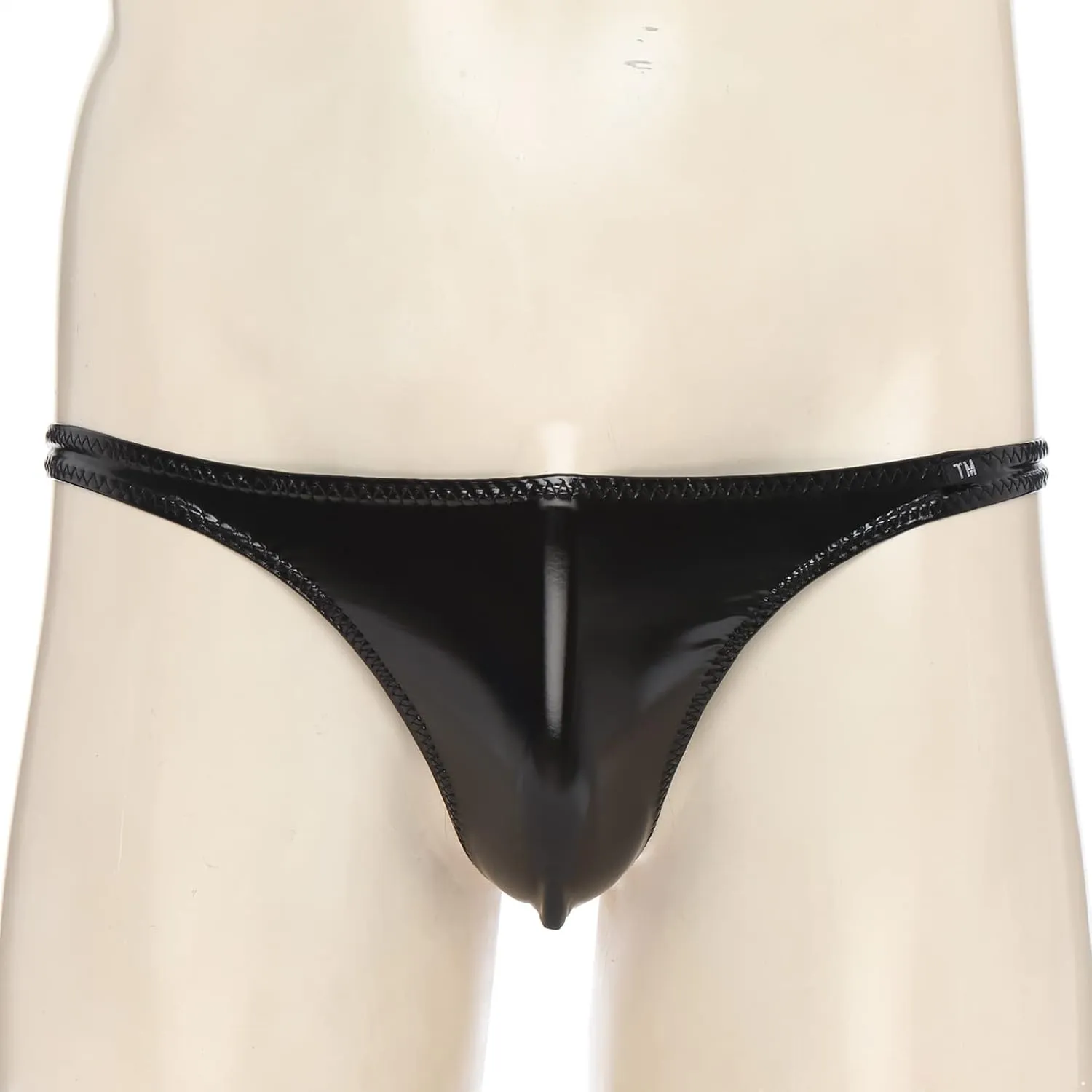 Hularka Men's Patent Leather Low Rise G-strings Underwear Latex String Bikini Briefs Underpants