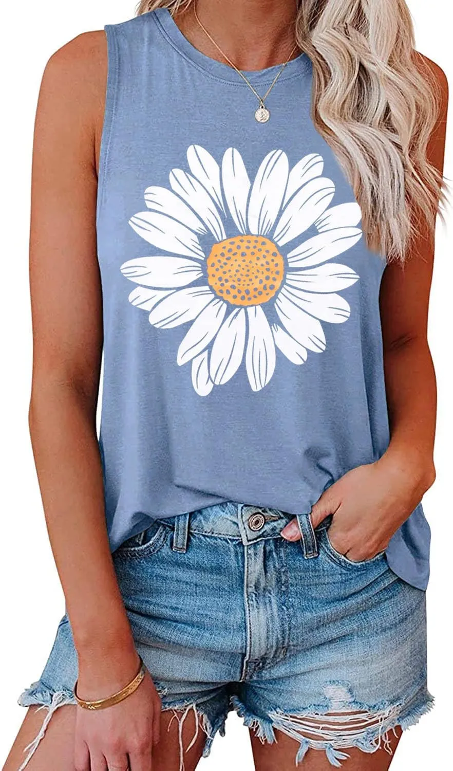 IRISGOD Womens Tank Tops Loose Fit Summer Cute Graphic Sleeveless Shirts Workout Basic Tunic
