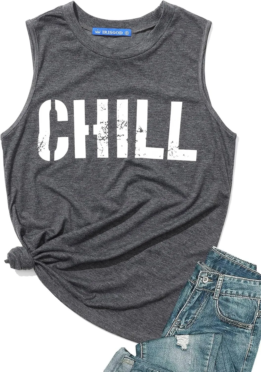 IRISGOD Womens Tank Tops Loose Fit Summer Cute Graphic Sleeveless Shirts Workout Basic Tunic
