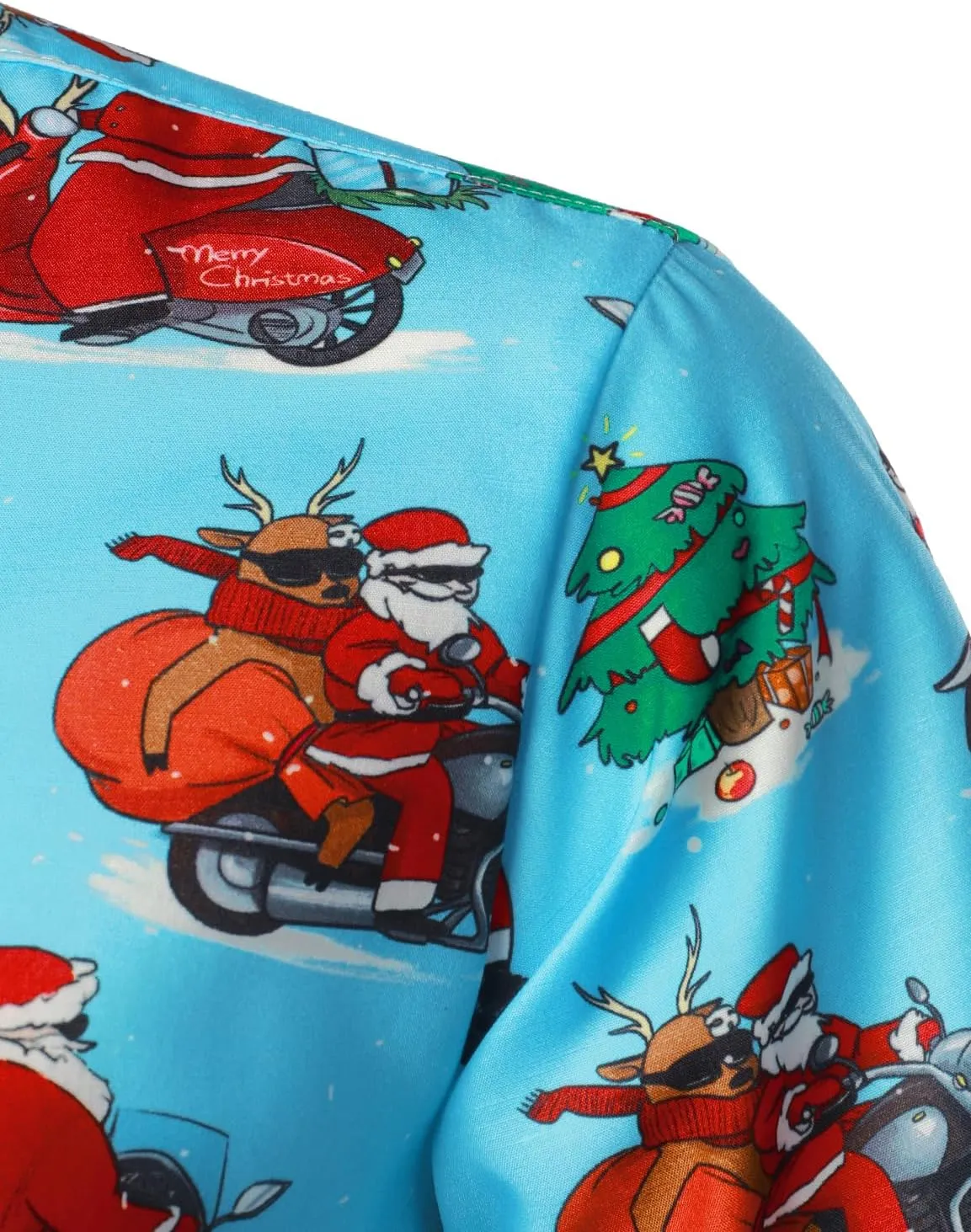 JOGAL Men's Christmas Shirt Santa Claus Party Flamingo Casual Hawaiian Shirts