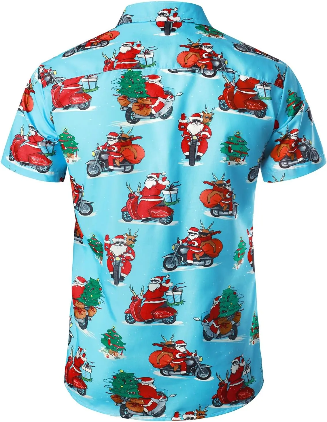 JOGAL Men's Christmas Shirt Santa Claus Party Flamingo Casual Hawaiian Shirts