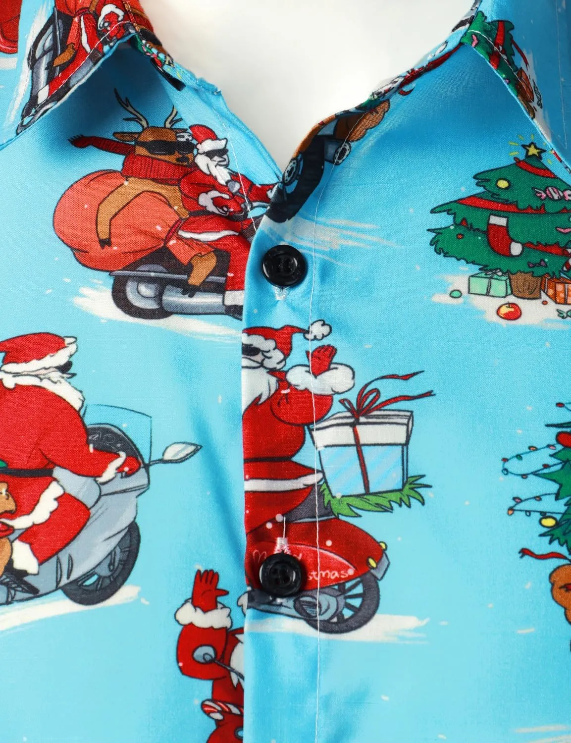 JOGAL Men's Christmas Shirt Santa Claus Party Flamingo Casual Hawaiian Shirts