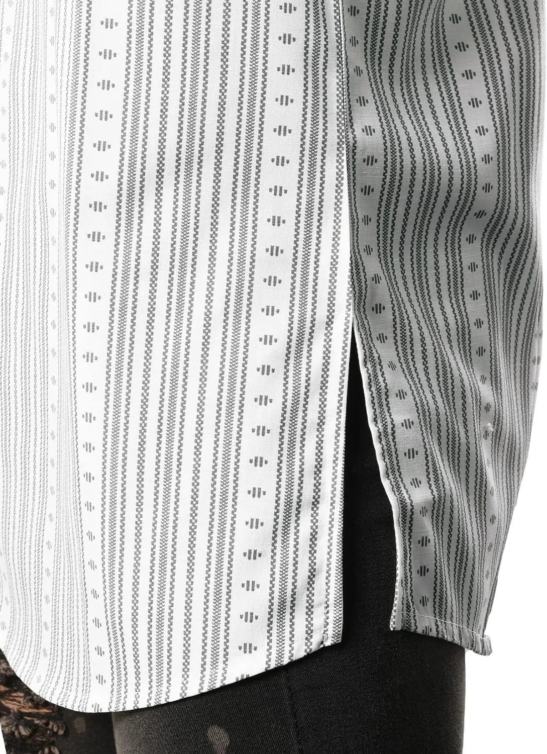 JOGAL Mens Striped Henley Shirt Short Sleeve Traditional African Style Dashiki Shirts