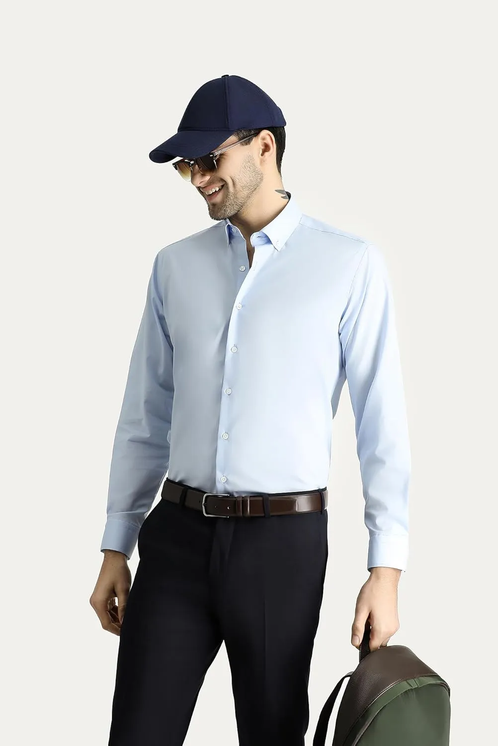KIGILI - Men's Oxford & Non-Iron Dress Shirts- Slim Fit Long Sleeve Buttoned-Collar Solid Turkish Cotton