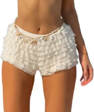 Lace Ruffle Bloomers Women Lolita Mini Shorts Mesh Pumpkin Micro Boy Bottoms Ruffled Pettipants Layered Panties