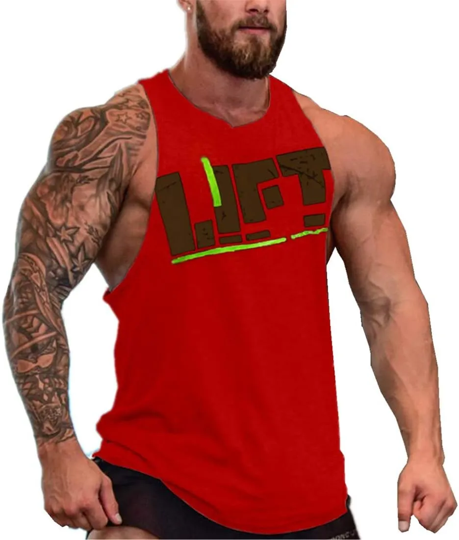 Lift Men's Bodybuilding Gym Tank Tops Workout Stringer Sleeveless Shirts Vest Cotton