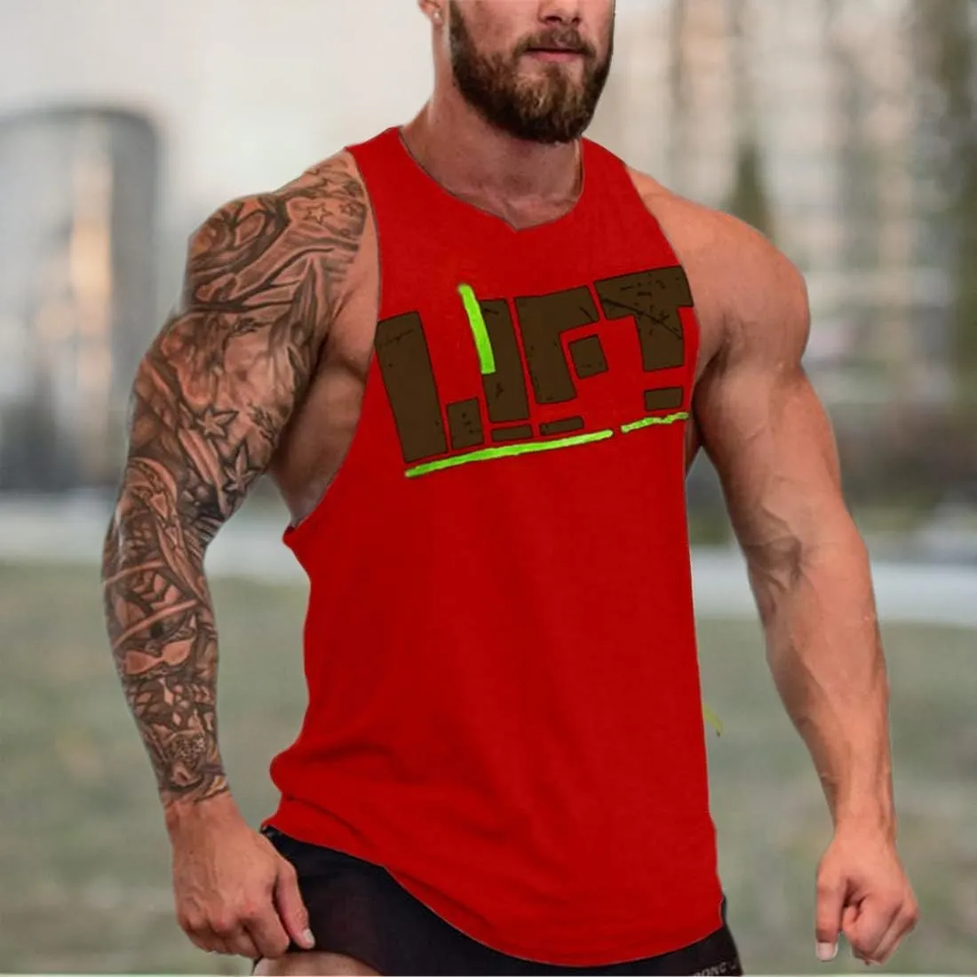 Lift Men's Bodybuilding Gym Tank Tops Workout Stringer Sleeveless Shirts Vest Cotton