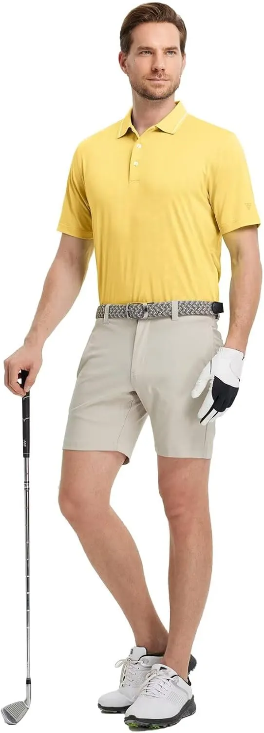 M MAELREG Mens Polo Shirts Short Sleeve Jacquard Performance Moisture Wicking Lightweight Casual Active Mens Golf Shirt