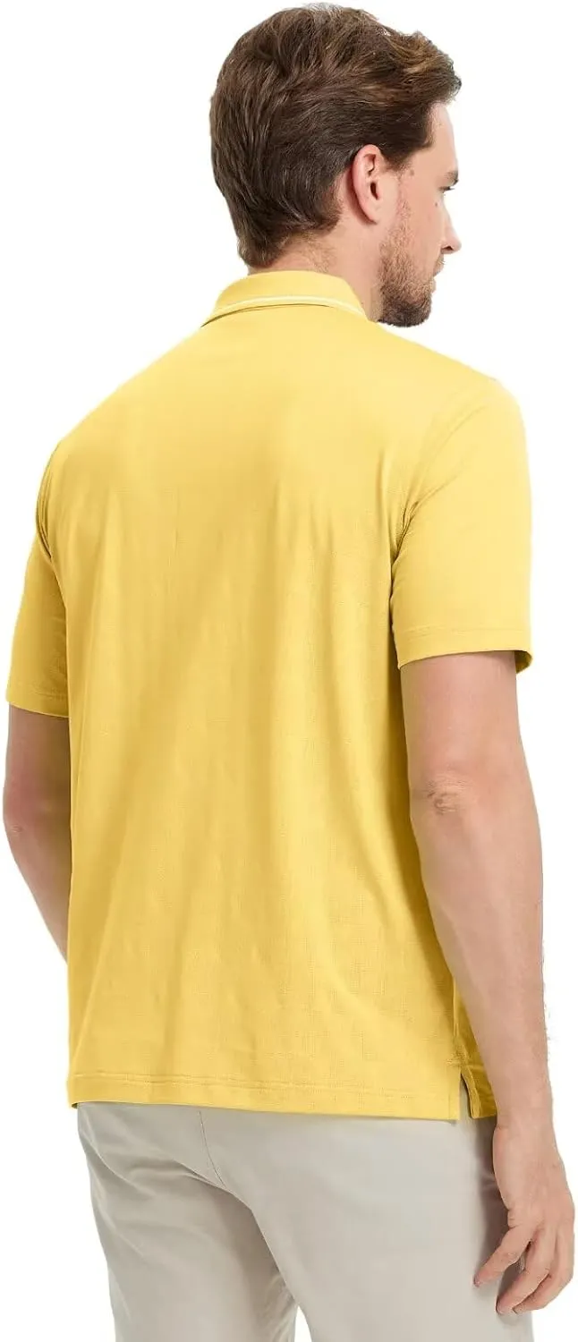 M MAELREG Mens Polo Shirts Short Sleeve Jacquard Performance Moisture Wicking Lightweight Casual Active Mens Golf Shirt