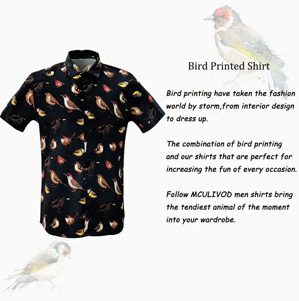 MCULIVOD Men's Hawaiian Tropical Shirts, Printing Short Sleeve Casual Button Down Shirt