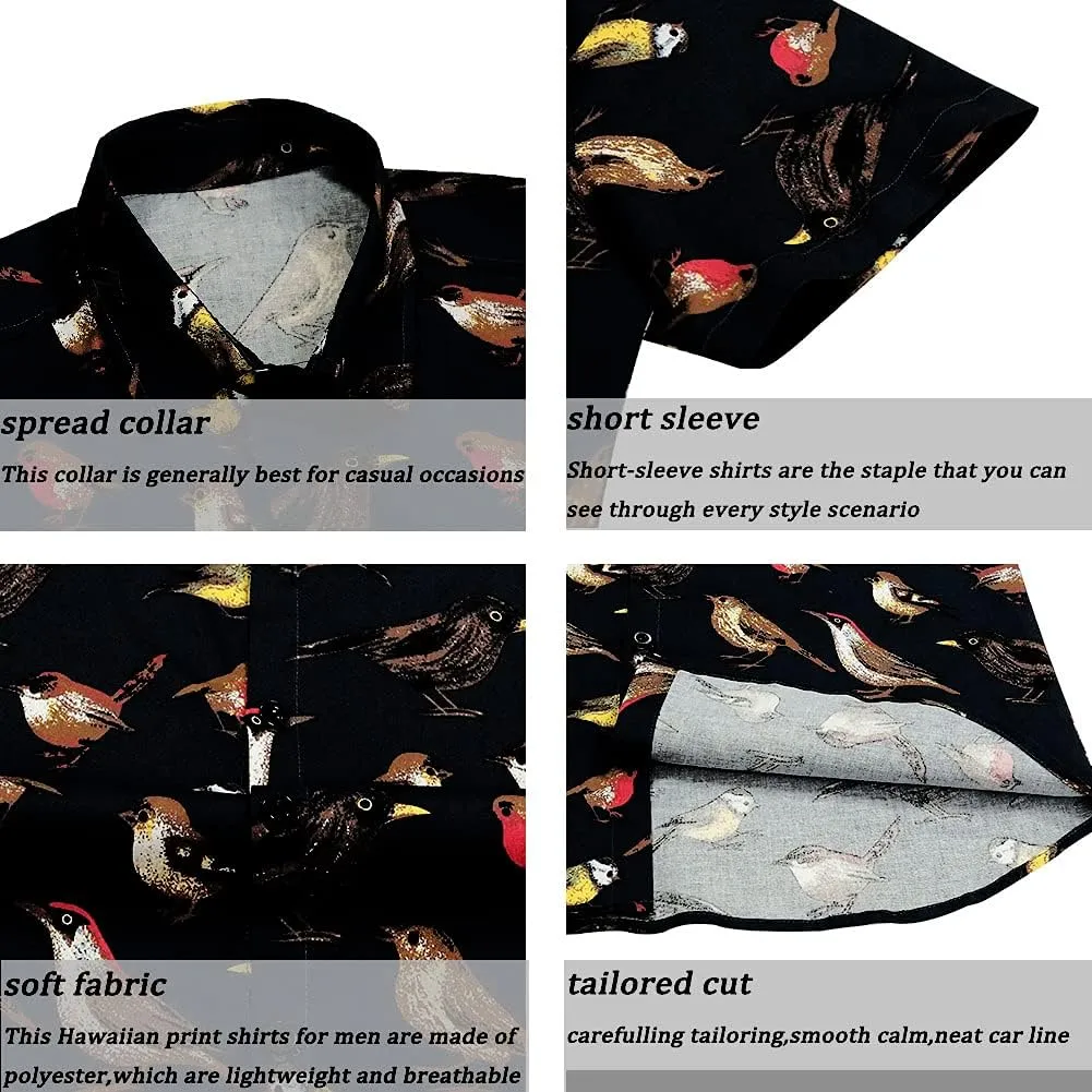 MCULIVOD Men's Hawaiian Tropical Shirts, Printing Short Sleeve Casual Button Down Shirt