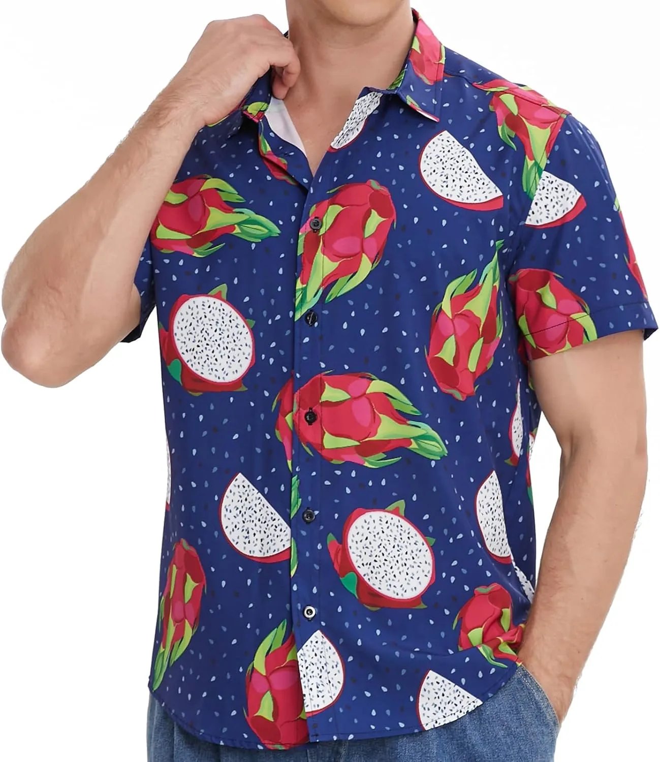 MCULIVOD Men's Hawaiian Tropical Shirts, Printing Short Sleeve Casual Button Down Shirt