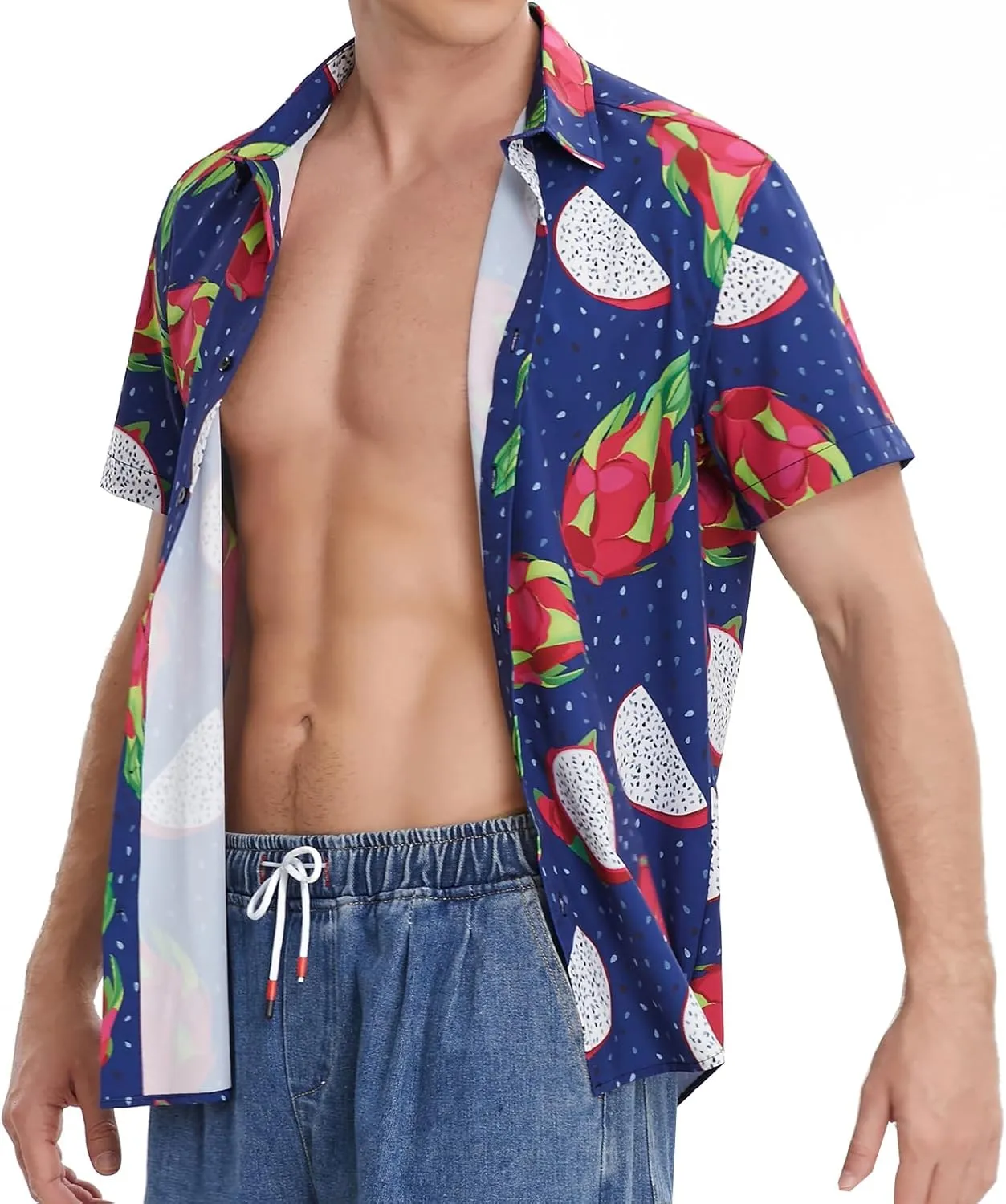 MCULIVOD Men's Hawaiian Tropical Shirts, Printing Short Sleeve Casual Button Down Shirt