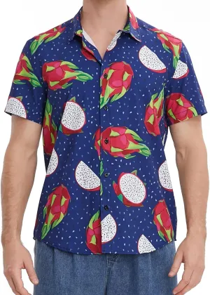 MCULIVOD Men's Hawaiian Tropical Shirts, Printing Short Sleeve Casual Button Down Shirt