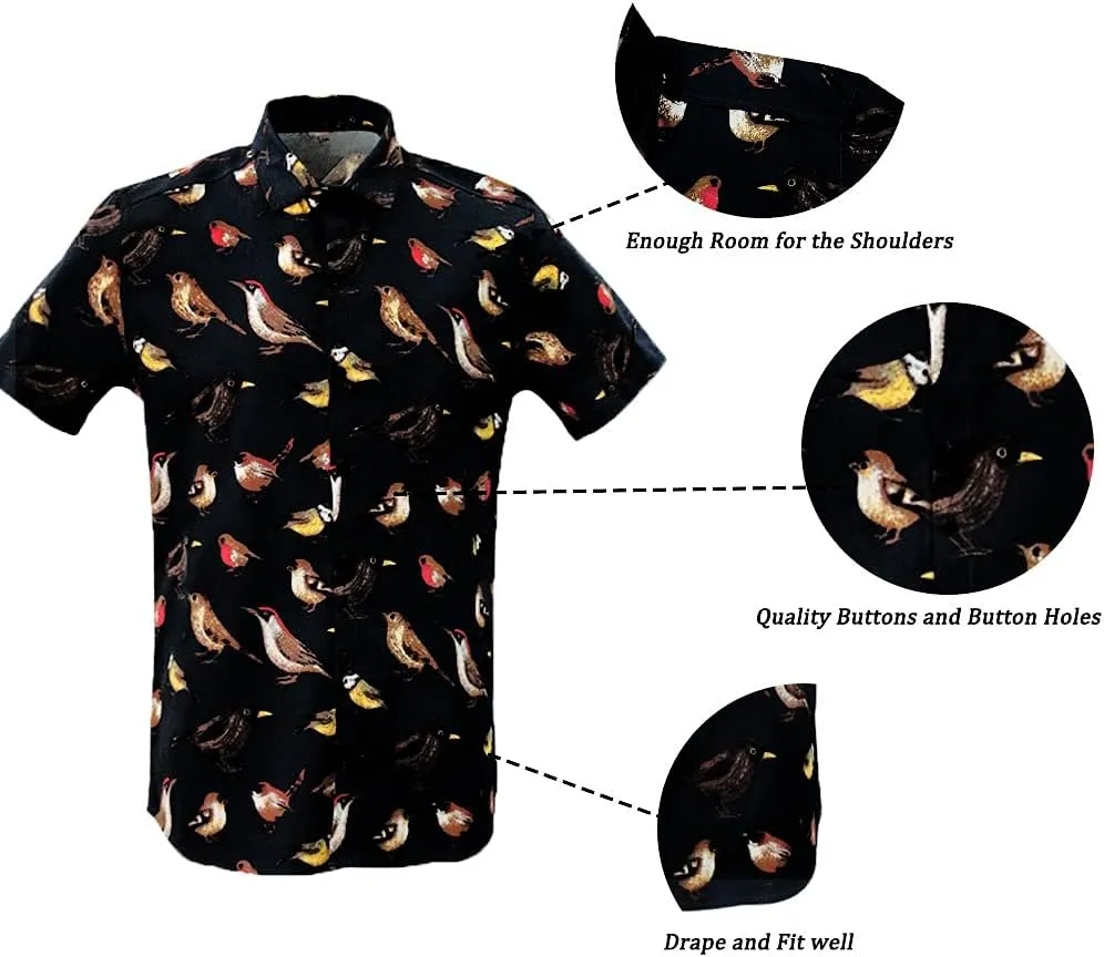 MCULIVOD Men's Hawaiian Tropical Shirts, Printing Short Sleeve Casual Button Down Shirt