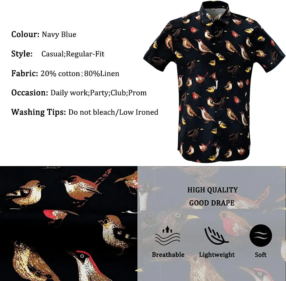 MCULIVOD Men's Hawaiian Tropical Shirts, Printing Short Sleeve Casual Button Down Shirt