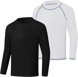 MEETWEE Boys UPF 50  Rash Guard Swim Shirts Long Sleeve Kid Swimwear Quick Dry Lightweight Shirt for Swiming Beach