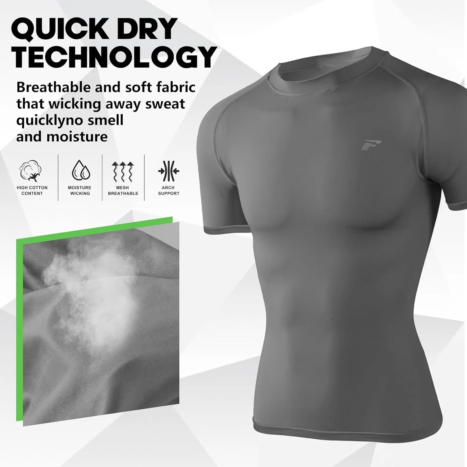 Mens 2-Pack Short-Sleeve Cooling Shirts with UPF 50  UV Sun Protection, Quick Dry for Fitness & Running