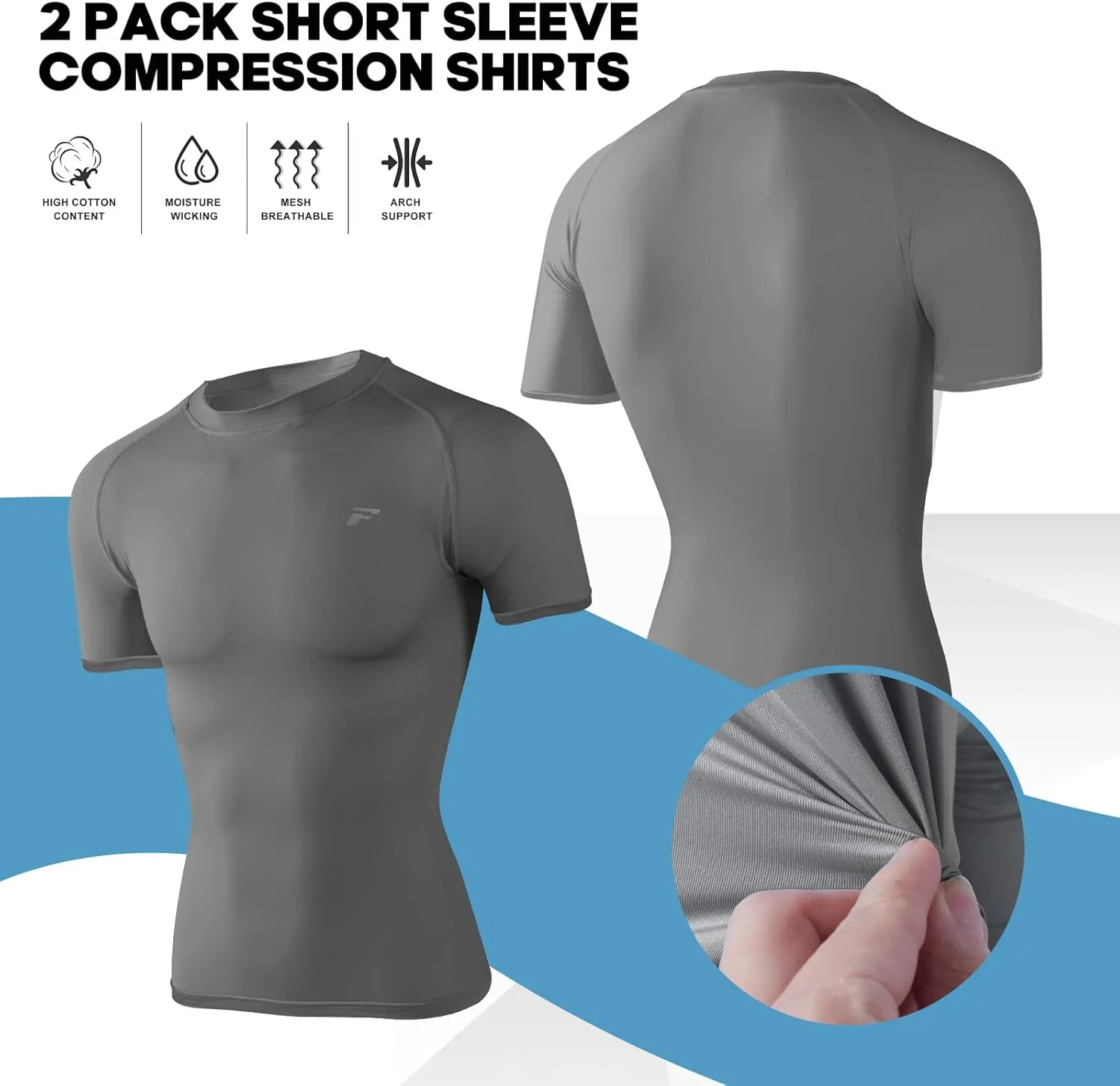 Mens 2-Pack Short-Sleeve Cooling Shirts with UPF 50  UV Sun Protection, Quick Dry for Fitness & Running