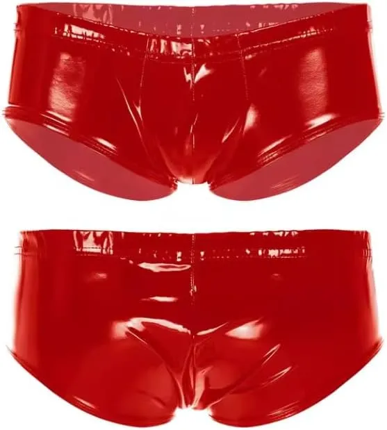 Mens Boxer Shorts Low Rise Patent Leather Briefs Elastic Waistband Underpants Underwear For Swimwear Swim Trunk