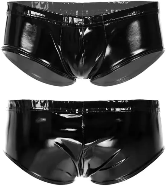 Mens Boxer Shorts Low Rise Patent Leather Briefs Elastic Waistband Underpants Underwear For Swimwear Swim Trunk