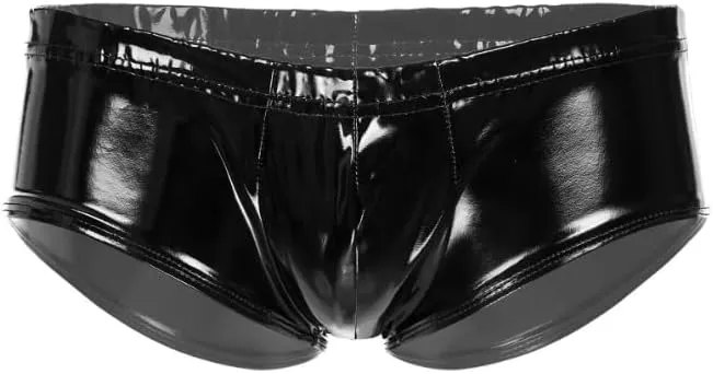 Mens Boxer Shorts Low Rise Patent Leather Briefs Elastic Waistband Underpants Underwear For Swimwear Swim Trunk