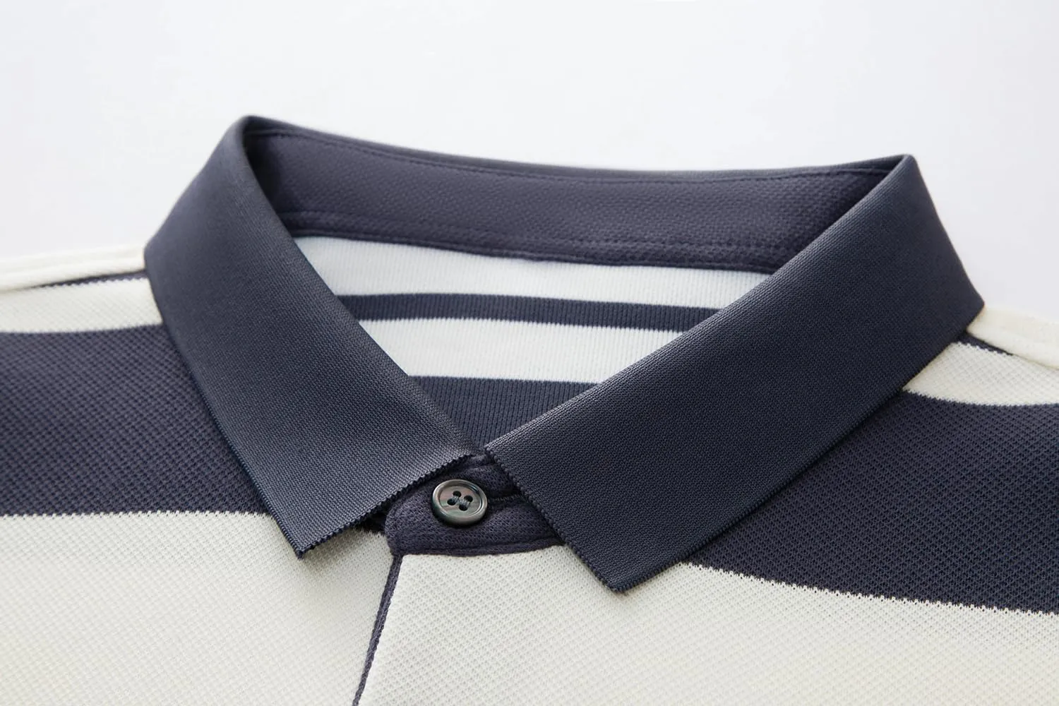 Mens Casual Cotton Blend Striped Long Sleeve Collared T Shirt Polo Shirts