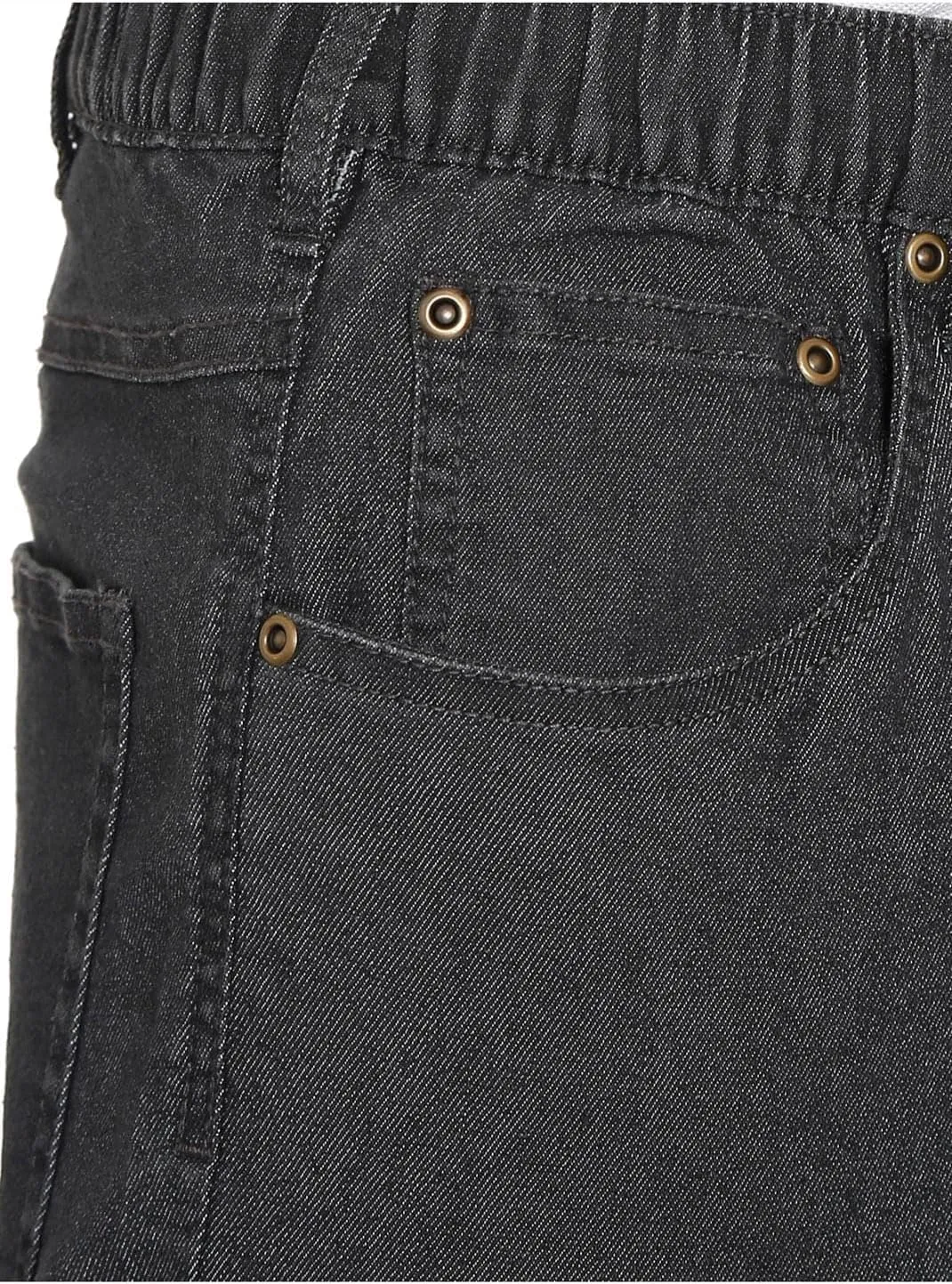 Men's Casual Elastic Waist Pull on Jeans in Denim & Twill