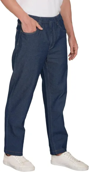 Men's Casual Elastic Waist Pull on Jeans in Denim & Twill
