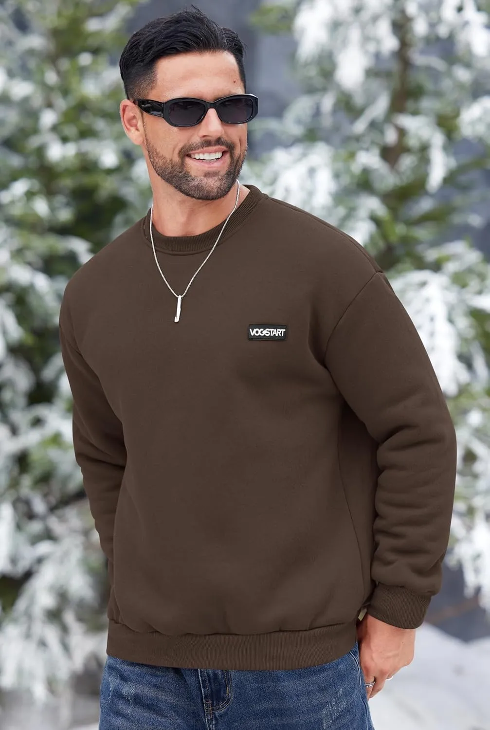 Men's Fleece Lined Sweatshirt Crewneck Sherpa Pullover Thermal Winter Shirts (S-XXL)