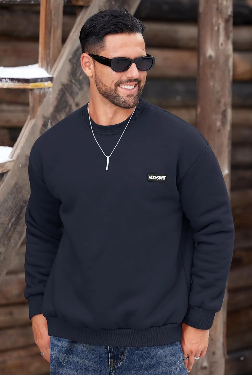 Men's Fleece Lined Sweatshirt Crewneck Sherpa Pullover Thermal Winter Shirts (S-XXL)
