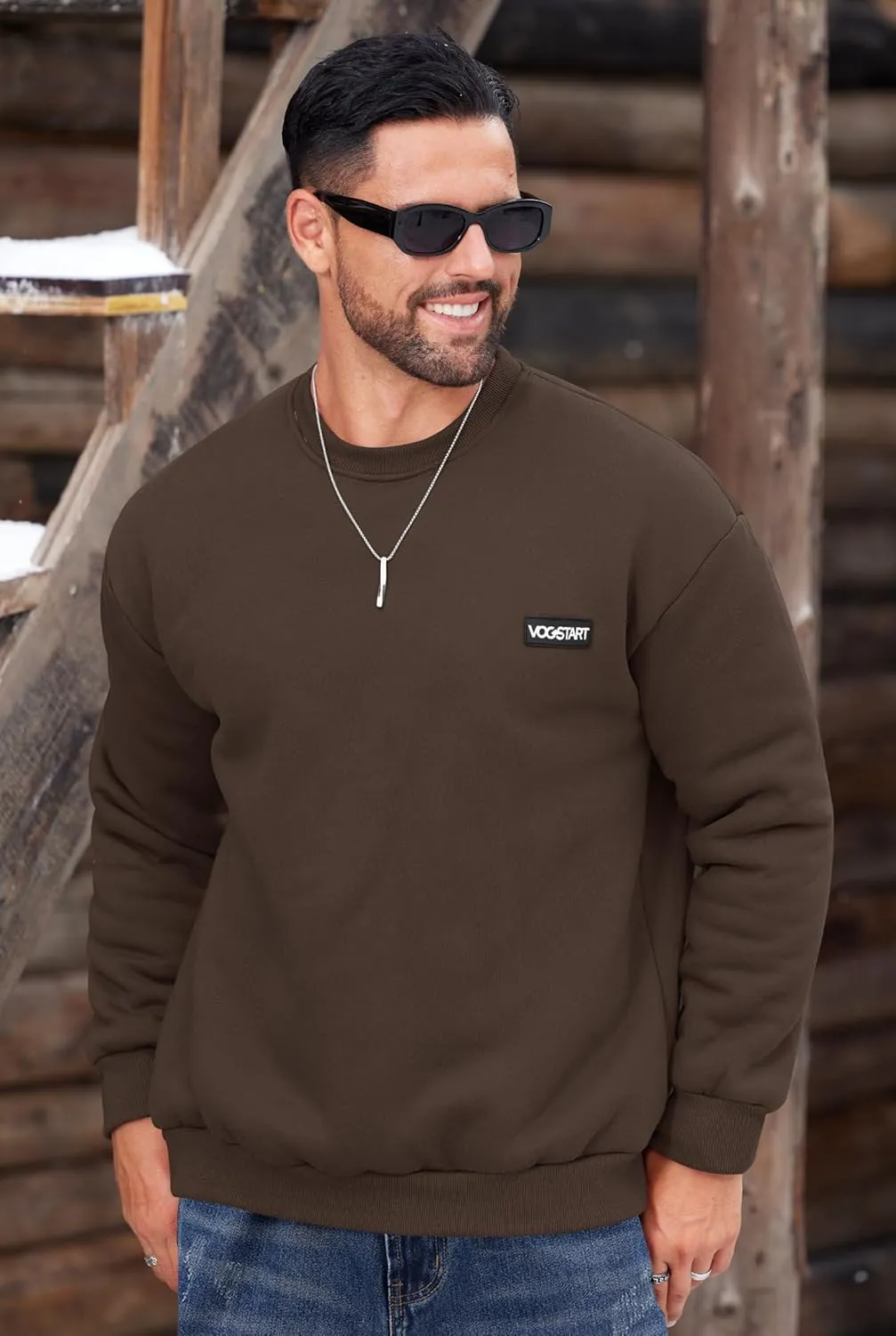 Men's Fleece Lined Sweatshirt Crewneck Sherpa Pullover Thermal Winter Shirts (S-XXL)