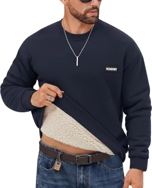 Men's Fleece Lined Sweatshirt Crewneck Sherpa Pullover Thermal Winter Shirts (S-XXL)