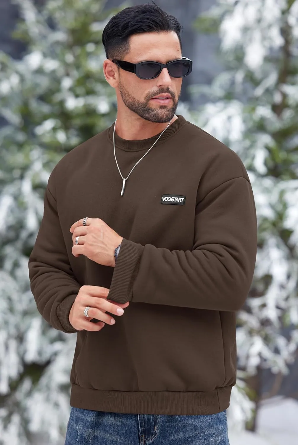 Men's Fleece Lined Sweatshirt Crewneck Sherpa Pullover Thermal Winter Shirts (S-XXL)