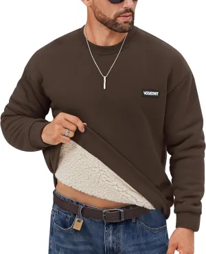Men's Fleece Lined Sweatshirt Crewneck Sherpa Pullover Thermal Winter Shirts (S-XXL)
