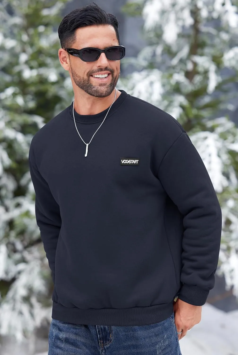 Men's Fleece Lined Sweatshirt Crewneck Sherpa Pullover Thermal Winter Shirts (S-XXL)