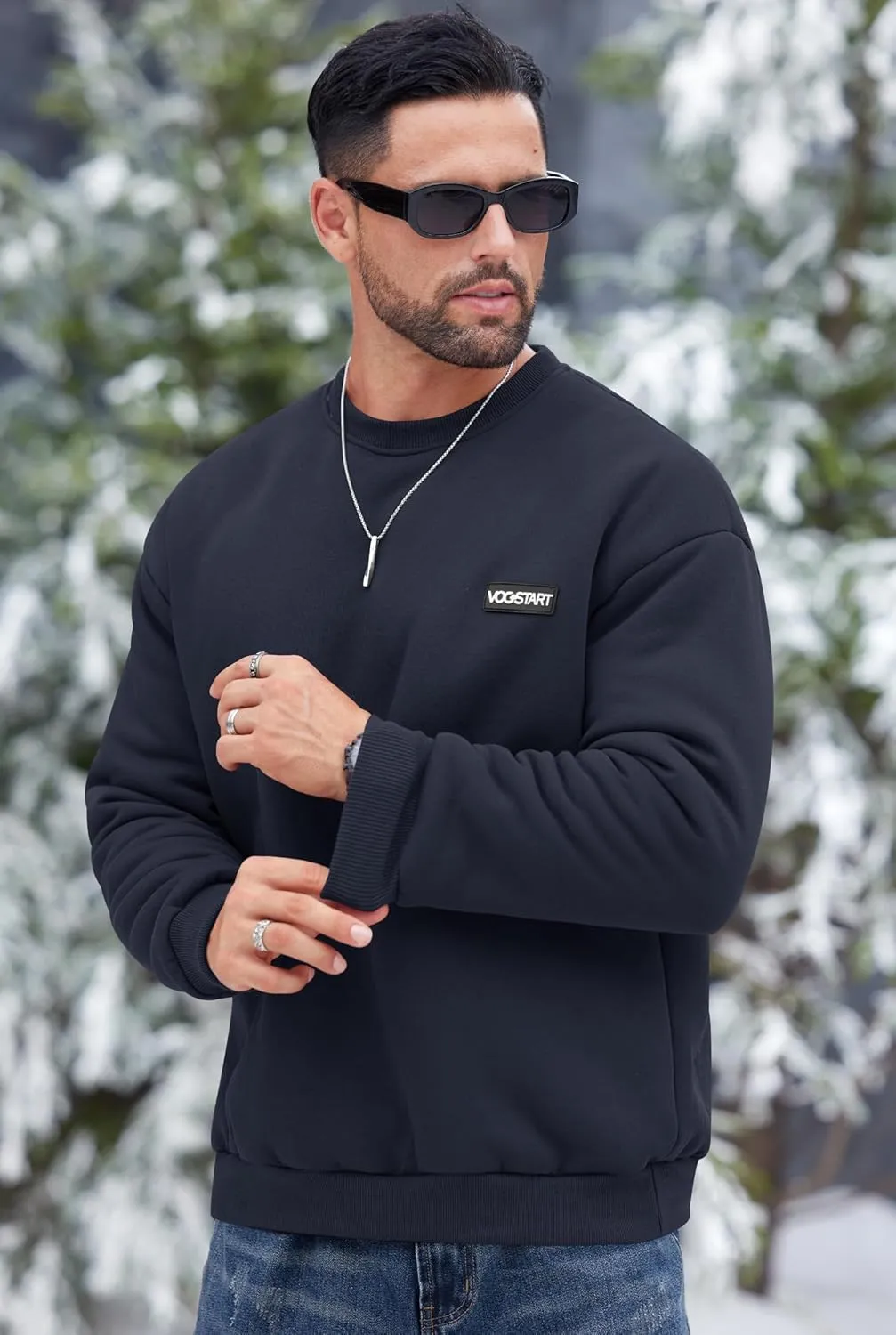 Men's Fleece Lined Sweatshirt Crewneck Sherpa Pullover Thermal Winter Shirts (S-XXL)