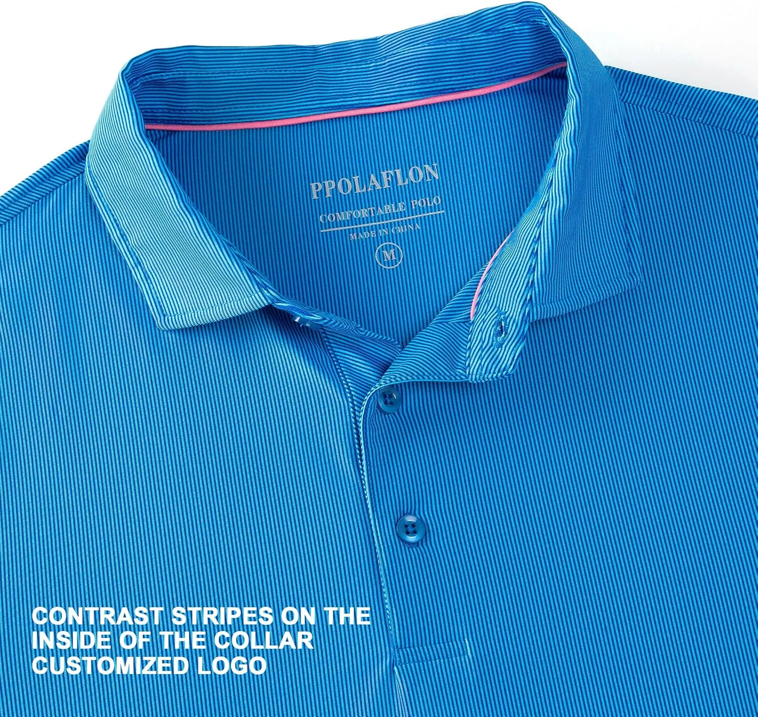 Mens Golf Shirt Moisture Wicking Dry Fit Print Performance Short Sleeve Polo Shirts for Men