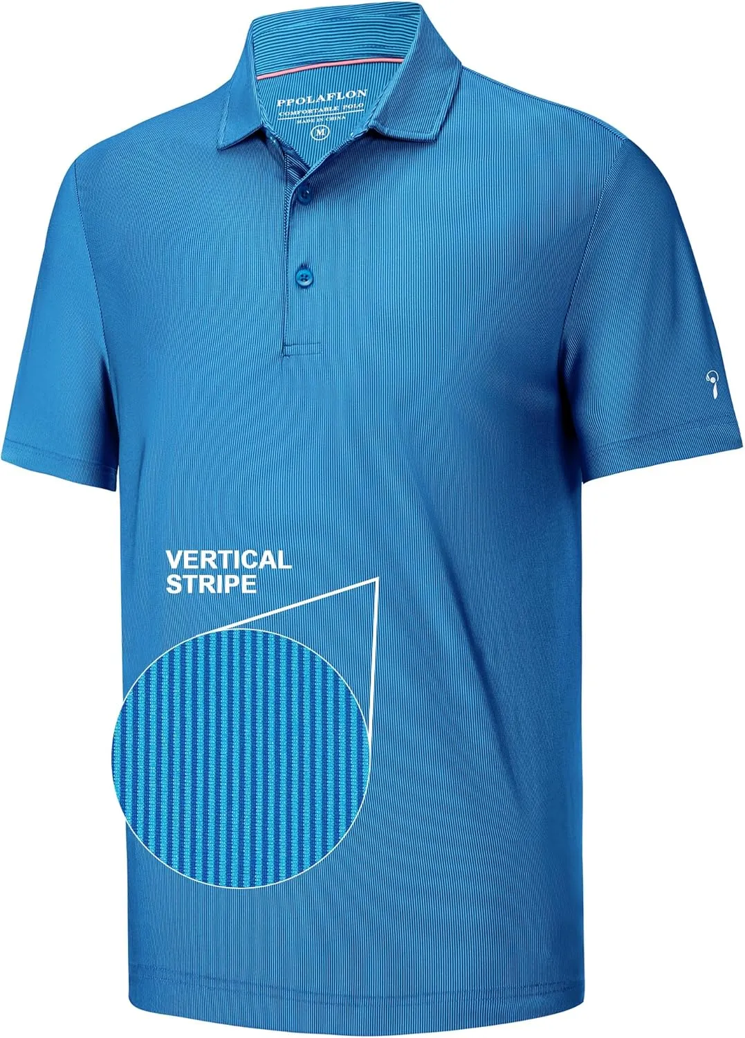 Mens Golf Shirt Moisture Wicking Dry Fit Print Performance Short Sleeve Polo Shirts for Men