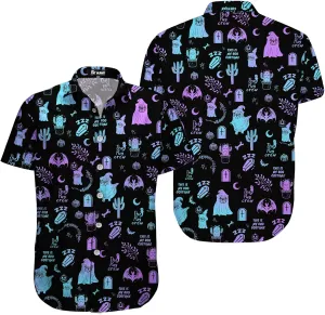 Mens Halloween Hawaiian Shirt, Horror Friends Shirts for Men Women Short Sleeve