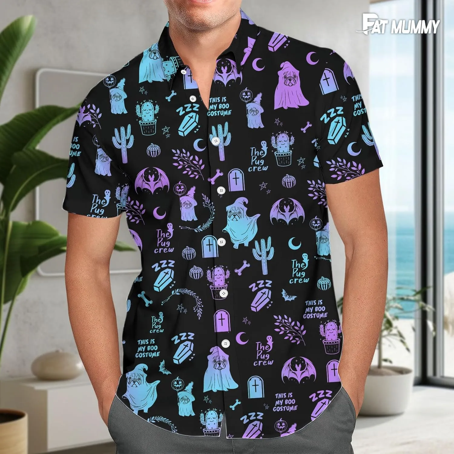 Mens Halloween Hawaiian Shirt, Horror Friends Shirts for Men Women Short Sleeve