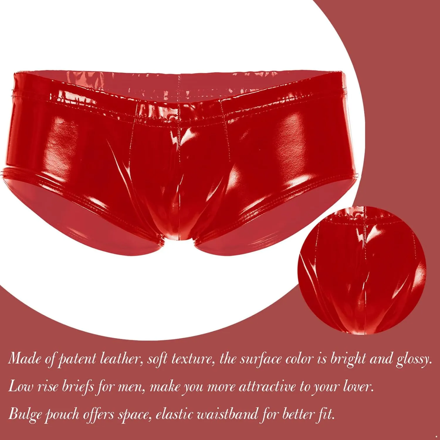 Mens Holographic Leather Boxer Briefs Wetlook Swim Trunks Shorts Sexy Hot Pants Clubwear