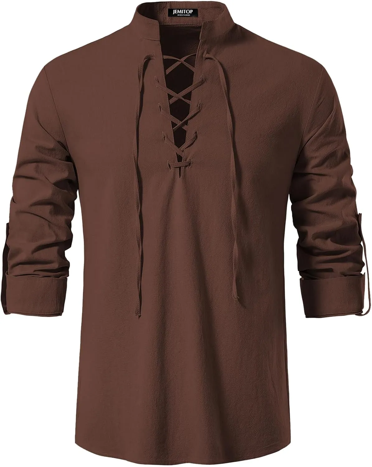 Men's Pure Cotton Retro Lace Up Shirts for Renaissance Pirate Viking Medieval