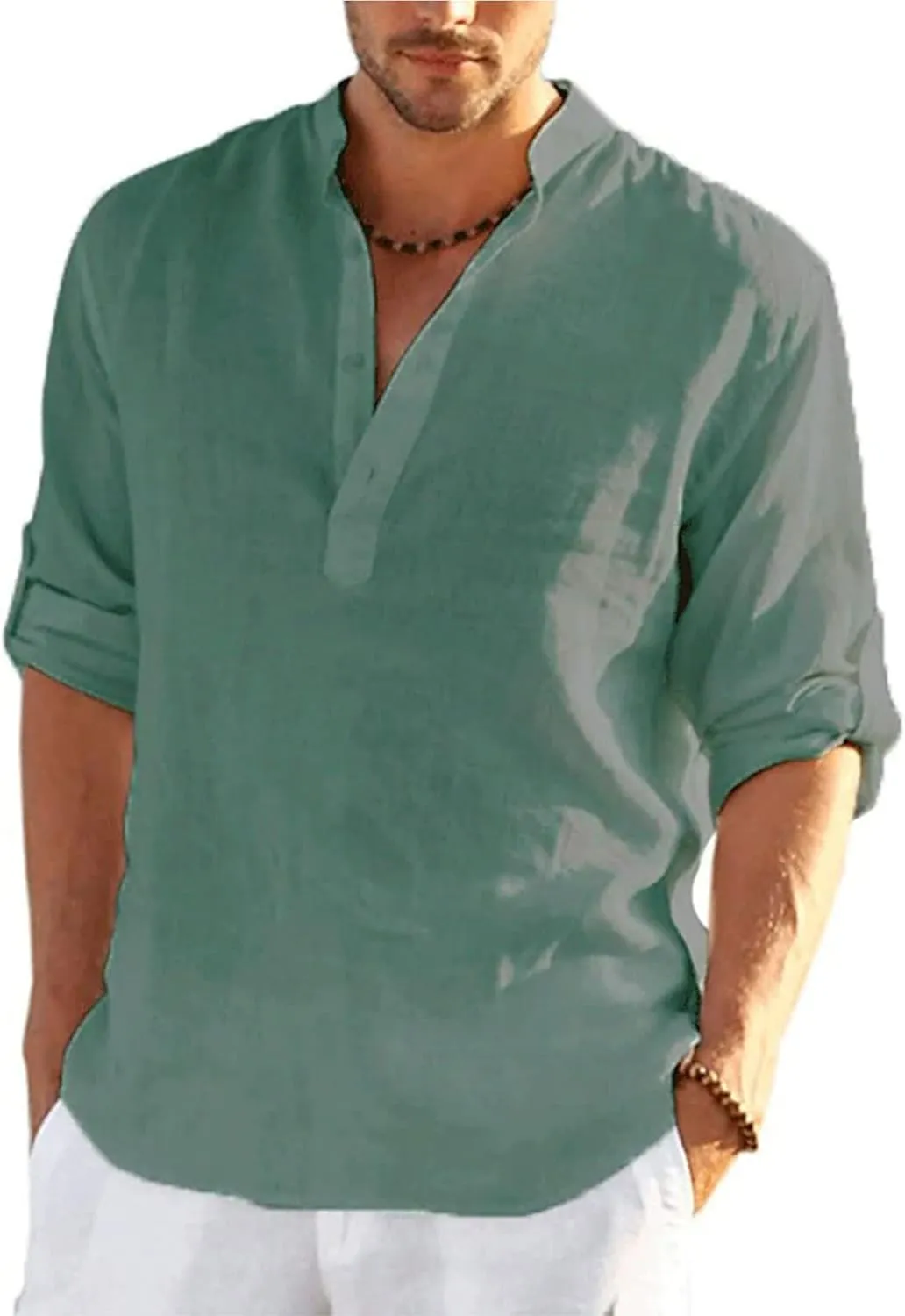 Men's Shirt Henley Casual Daily Button-Down Short Sleeve Tops Cotton Summer Holiday Beach Outdoor Quick Dry Shirts