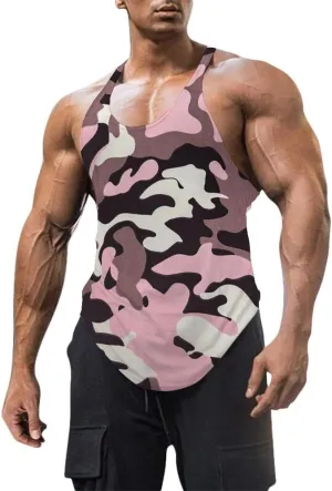 Mens Stringer Tank Tops Y-Back Bodybuilding Sleeveless Gym Muscle Workout Shirts