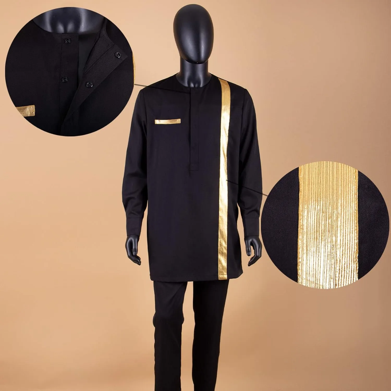 Men`s Tracksuits Full Sleeve Embroidery Shirts and Pant 2 Piece Set Dashiki Outfits African Suits for Men